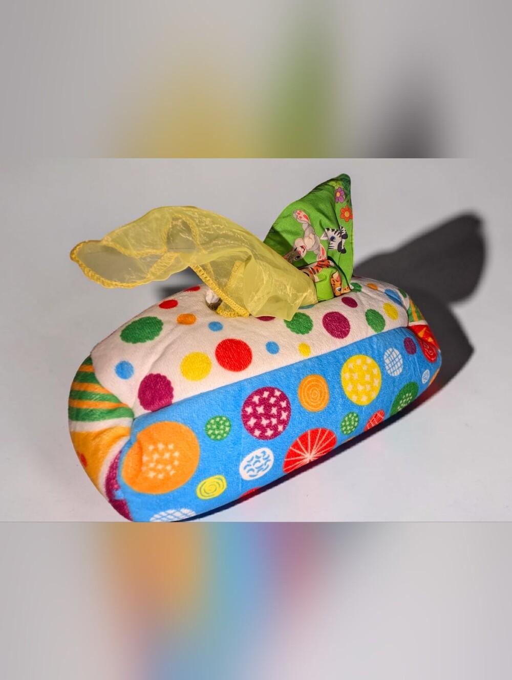 Kids Montessori Colorful Polka Dot Plush Tissue Toy Bright Playful Fine Motor